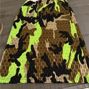 Neon Green Camouflage Pencil Skirt